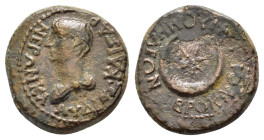PHRYGIA. Philomelion. Nero (Caesar, 50-54). Ae.

Obv : ΝΕΡΩΝ ΚΛΑΥΔΙΟΣ ΚΑΙΣΑΡ.
Bareheaded and draped bust left.

Rev : ΒΡΟΚΧΟΙ ΦΙΛΟΜΗΛΕΩΝ.
Star in cres...