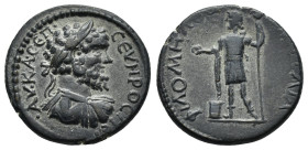 PHRYGIA. Philomelion. Septimius Severus (193-211). Ae.

Obv : AV KA CЄΠ CЄVHPOC.
Laureate, draped and cuirassed bust right.

Rev : ЄΠI KΛ TPAIA ΦIΛOMH...