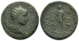PISIDIA. Antiochia. Philip I the Arab (244-249). Ae.

Obv : IMP N IVL PHILIPPVS P F AVG P M.
Radiate, draped and cuirassed bust of Philip I, right, se...