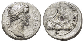 CAPPADOCIA. Caesarea. Antoninus Pius.(138–161). Didrachm.

Obv : ANTONEINOC CEBACTOC.
Laureate head right.

Rev : YΠAT B ΠAT ΠATPI.
Mount Argaeus surm...