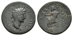 CAPPADOCIA. Tyana. Hadrian (117-138). Ae. 

Obv : ΑΥΤΟ ΚΑΙ ΤΡΑΙΑ ΑΔΡΙΑΝΟϹ ϹЄΒΑϹΤΟϹ.
Laureate head right.

Rev : ЄT Є ΤΥΑΝЄΩΝ.
Tyche seated left, turre...