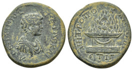 CAPPADOCIA.Caesarea. Geta(Caesar 197-209).Ae.

Obv : Λ CΕΠΤΙΜΙ[ΟC] ΓΕΤΑC ΚΑΙC.
Draped and cuirassed bust right.

Rev : MHTOΠO KAICAPIA.
Agalma of Mt. ...