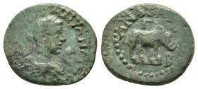 CILICIA. Anazarbus. Elagabalus (218-222). Ae.

Obv : AVT K M AVP ANTΩNЄINOC CЄB.
Laureate, draped and cuirassed bust right.

Rev : ANAZAPB / Γ - B.
El...