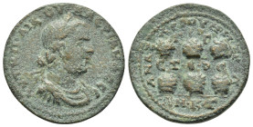 CILICIA. Anazarbus. Valerian I.(253-260).Ae.

Obv : AVT K Π ΛIK OVAΛЄPIANOC CЄ.
Laureate, draped and cuirassed bust right.

Rev : A M K Γ Γ ЄT BOC ANA...