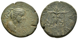 CILICIA. Diocaesarea. Julia Domna (Augusta, 193-217). Ae.

Obv : IOVΛIA ΔOMNA CЄB.
Draped bust right; uncertain c/m within incuse oval.

Rev : AΔP ΔIO...
