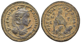 CILICIA. Tarsos. Salonina (Augusta, 254-268). Ae.

Obv : KOPNHΛIAN CAΛΩNINAN CE.
Diademed and draped bust right, set on crescent.

Rev : TAPCOV MHTPOΠ...