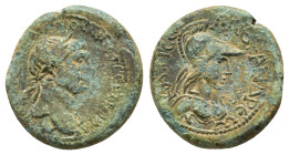 CILICIA.Alexandria ad Issum.(Trajan, 98-117).Ae.

Obv : ΚΑΙϹ ΝΕΡ ΤΡΑΙΑΝΟϹ ΑΡΙϹ..... ΓΕΡΜ.
Laureate head of Trajan, right.

Rev : ΑΛΕΞΑΝΔΡΕΩΝ ΚΑΤ ...