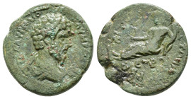 CILICIA.Anazarbus.Marcus Aurelius.(161-180).Ae.

Obv : ΑΥΤ Κ Λ ΑΥΡΗΛΙΟϹ ΟΥΗΡΟϹ ϹΕΒ.
Bare head of Lucius Verus with traces of drapery, right.

Rev : ΚΑ...