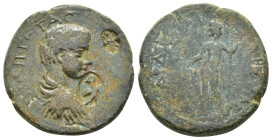 CILICIA.Diocesarea Geta (Caesar, 197 - 209) Ae.

Obv.: Π ΣΕΠ ΓΕΤΑΣ ΚΑΙΣΑΡ.
Draped and cuirassed bust right, in field right.

Rev : ΑΔΡ ΔΙΟΚΑΙ/ΣΑΡΕΘΝ.
...