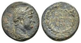 COMMAGENE. Samosata. Hadrian (117-138). Ae.

Obv : ΑΔΡΙΑΝΟС СЄΒΑСΤΟС.
Laureate, draped and cuirassed bust right.

Rev : ΦΛΑ СΑΜΟ ΜΗΤΡΟ ΚΟΜ.
Legend in ...