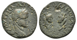 SYRIA, Commagene. Samosata. Elagabalus. (118-222). Ae.

Obv : AY K M AY ANTΩNINOC CEB.
Laureate head of Elagabalus, right.

Rev : MHT KOMM Φ CAMOCATEΩ...