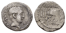 L. LIVINEIUS REGULUS.(42 BC).Rome.Denarius.

Obv : REGVLVS / PR.
Bare head right.

Rev : L LIVINEIVS / REGVLVS.
Curule chair; three fasces to left and...