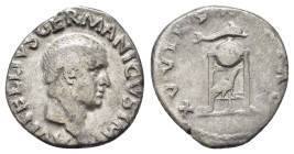 VITELLIUS (69).Rome.Denarius.

Obv : A VITELLIVS GERMAN IMP TR P.
Laureate head right.

Rev : XV VIR SACR FAC.
Tripod surmounted by dolphin righ...