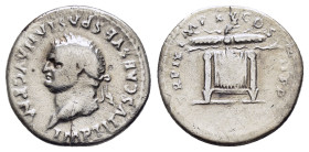 TITUS (79-81).Rome.Denarius. 

Obv : IMP TITVS CAES VESPASIAN AVG P M.
Laureate head right. 

Rev : TR P IX IMP XV COS VIII P P.
Pulvinar (throne) of ...