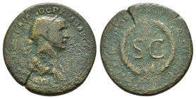 TRAJAN (98-117). As. Rome, for use in Syria.

Obv : IMP CAES NER TRAIANO OPTIMO AVG GERM.
Radiate and draped bust right.

Rev : DAC PARTHICO P M ...