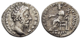 MARCUS AURELIUS (161-180). Denarius. Rome.

Obv : M ANTONINVS AVG ARM PARTH MAX.
Laureate head right.

Rev : FORT RED TR P XXII IMP V / COS III.
Fortu...