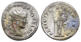 GORDIAN III (238-244).Rome.Antoninianus.

Obv : IMP GORDIANVS PIVS FEL AVG.
Bust of Gordian III, radiate, draped, cuirassed, right.

Rev : FELICITAS T...