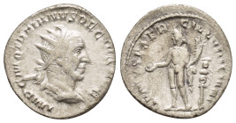 TRAJANUS DECIUS (249-251). Rome.Antoninianus.

Obv : IMP C M Q TRAIANVS DECIVS AVG.

Rev : GENIVS EXERC ILLVRICIANI.
Genius, wearing polos on head, nu...
