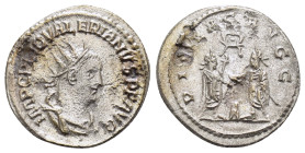 VALERIAN I.(255-256). Samosata.Antoninianus.

Obv : IMP C P LIC VALERIANVS P F AVG.
Radiate, draped and cuirassed bust to right.

Rev : PIETAS AVGG.
E...