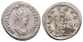 VALERIAN I.(253-260).Samosata.Antoninianus.

Obv : IMP C P LIC VALERIANVS P F AVG.
Radiate, draped and cuirassed bust right.

Rev : PIETAS AVGG.
Valer...