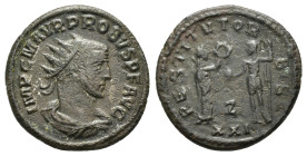 PROBUS (276-282). Antoninianus. Siscia.

Obv : IMP C PROBVS P F AVG.
Radiate, draped and cuirassed bust right.

Rev : RESTITVT ORBIS / (star)/Z / XXI....