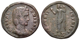 GALERIA VALERIA (Augusta, 293-311). Follis. Heraclea.

Obv : GAL VALERIA AVG.
Diademed and draped bust right.

Rev : VENERI VICTRICI / HTΔ.
Venus stan...