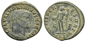 MAXIMINUS II.(308-310). Alexandria.

Obv : GAL VAL MAXIMIANVS NOB CAES.
Laureate head right.

Rev : GENIO CAESARIS.
Genius standing left, holding corn...