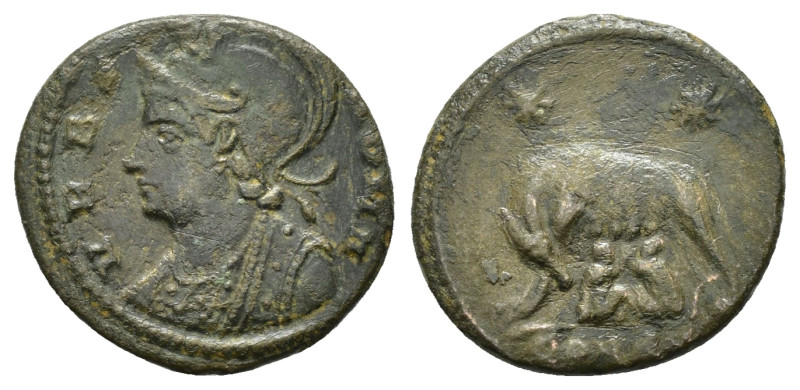 CONSTANTINE I.Commemorative Series.(330-354).Follis.

Obv : VRBS ROMA.
Helmeted ...