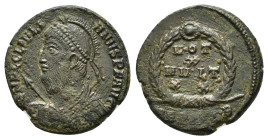 JULIAN II APOSTATA (361-363). Follis. Thessalonica.

Obv : D N FL CL IVLIANVS P F AVG.
Diademed, helmeted and cuirassed bust left, holding shield and ...