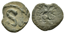 HERACLIUS (610-641). 6 Nummi. Alexandria . 

Obv : dd m hERACLS.
Cross potent on two steps.

Rev : Large S.
Sear 862.

Condition : Good very fine.

We...