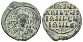 BASIL II & CONSTANTINE VIII.(976-1025).Anonymous Issue.Constantinople.Ae.

Obv : EMMANOVHL IC XC.
Facing bust of Christ Pantokrator.

Rev : IhSUS XRIS...