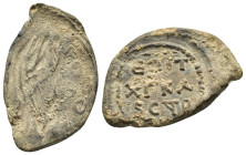 BYZANTINE LEAD SEAL.(Circa 7th-11th Century).Pb.

Condition : Good very fine.

Weight : 6.76 gr
Diameter : 31 mm