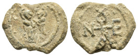 BYZANTINE LEAD SEAL.(Circa 7th-11th Century).Pb.

Condition : Good very fine.

Weight : 6.18 gr
Diameter : 23 mm