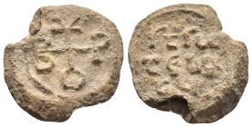 BYZANTINE LEAD SEAL.(Circa 7th-11th Century).Pb.

Condition : Good very fine.

Weight : 11.84 gr
Diameter : 24 mm