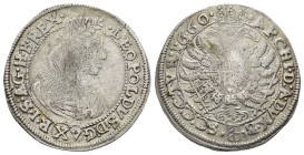 AUSTRIA. Leopold I (1658-1705). 15 Kreuzer (1660). Vienna.

Obv : LEOPOLDVS D G R I S A G H B REX.
Laureate and draped bust right, wearing order of th...