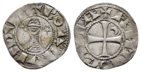 CRUSADERS.Antioch.Bohemund III.(1163-1201).BI Denier.

Obv : +BOAMVNDVS.
Profile bust with crescent left and star right.

Rev : +ANTIOCHIA.
Small cros...