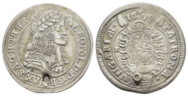 HOLY ROMAN EMPIRE. Leopold I (Emperor, 1658-1705). 15 Kreuzer (1679-KB). Kremnitz.

Obv : LEOPOLDVS D G R I S A G H B REX.
Laureate and cuirassed bust...