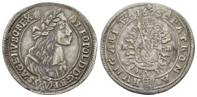 HUNGARY. Leopold I (1657-1705). 15 Kreuzer (1675 KB). Kremnitz.

Obv : LEOPOLD D G R I S A GE HV BO REX.
Laureate, draped and armored bust right.

Rev...