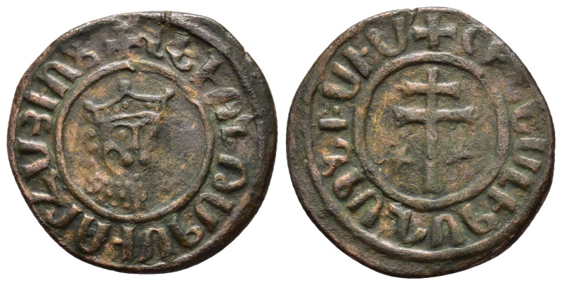 CILICIAN ARMENIA.Levon I.(1198-1219).Tank.

Obv : Crowned lion’s head facing sli...