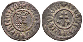 CILICIAN ARMENIA.Levon I.(1198-1219).Tank.

Obv : Crowned lion’s head facing slightly to right.

Rev : Patriarchal cross flanked by stars.
AC 303.

Co...