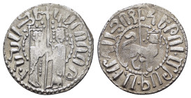CILICIAN ARMENIA.Hetoum I with Zabel.(1226-1270).Sis.Tram.

Obv : Zabel and Hetoum standing facing, holding long cross with two banners between; pelle...