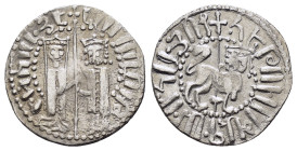 CILICIAN ARMENIA.Hetoum I with Zabel.(1226-1270).Sis.Tram.

Obv : Zabel and Hetoum standing facing, holding long cross with two banners between; pelle...