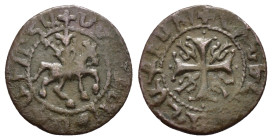 CILICIAN ARMENIA.Smpad (1296-1298).Sis.Pogh.

Obv : Smpad, with head facing and holding lis-tipped sceptre, on horse prancing right.

Rev : Cross patt...