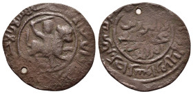 DANISHMENDID.Imad al-Din Dhu'l-Nun.(1142-1175)Ae Dirham.

Obv : Lion-rider in central circle, holding sword above his head, Arabic text around.

Rev :...