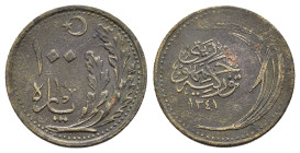 TURKEY: Republic, 100 para, AH1340, KM-830, aluminum-bronze issue.

Condition : Good very fine.

Weight : 2.05 gr
Diameter : 19 mm