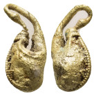 ANCIENT GREEK GOLD EARINGS.(4TH-1ST CENTURY BC.)Au.

Condition : Good very fine.

Weight : 2.83 gr
Diameter : 17 mm
