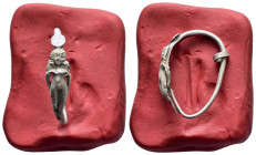 ANCIENT ROMAN SILVER EARRING.(3rd-4th century).Ar.

Condition : Good very fine.

Weight : 1.62 gr
Diameter : 23 mm