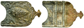 BYZANTINE BRONZE BUCKLE.(5th-9th Century).Ae.

Condition : Good very fine.

Weight : 13.21 gr
Diameter : 45 mm