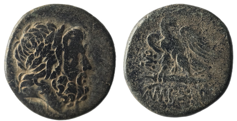 Pontos, Amisos AE ca 100-85 BC
Obv: Laureate head of Zeus right.
Rev: AMIΣOV, ...