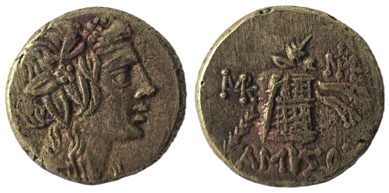 Pontos, Amisos. Time of Mithradates VI Eupator (ca 85-65 BC) AE
Obv: Head of Di...